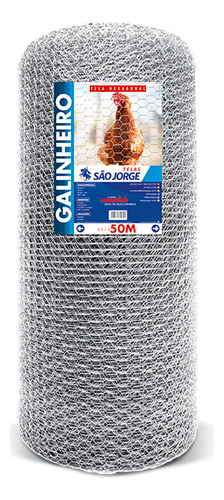 Tela Hexagonal Galinheiro Fio 22 50x1,80m - São Jorge