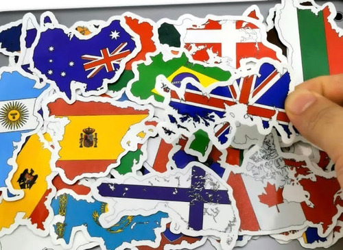 Set Sticker Banderas Países  - Decorativo 50 Stickers Skate