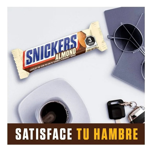 10 Pzas Chocolate Con Leche Snickers Almond Relleno De Caram
