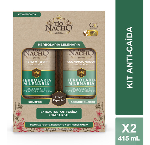 Pack Tío Nacho Herbolaria Shampoo + Acondicionador 415 Ml