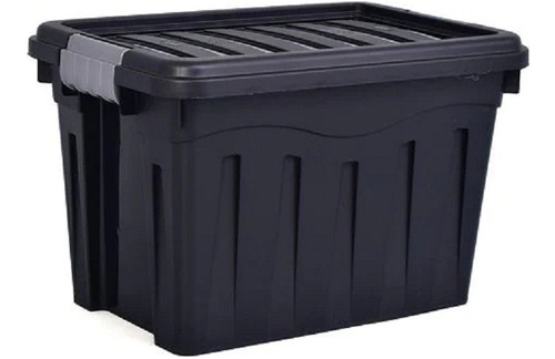 Caja / Cesta Organizadora Negra De 20 Lts. Con Tapa Y Trabas