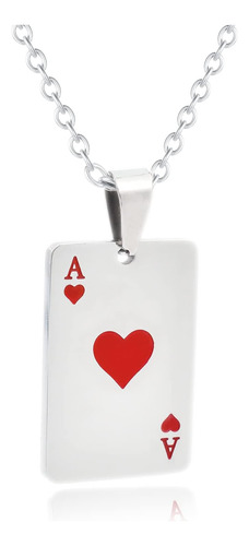 Cool Punk Rock Poker Card Ace Colgante Collar Para Hombres