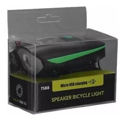Luz Linterna Blanca Con Pito Bicicleta Recargable 250 Lumens