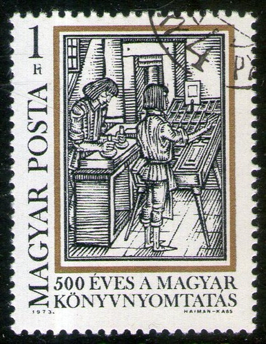 Hungría Sello Usado 500° Impresión Libros En Hungría  1973 