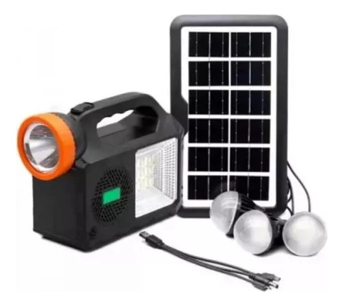 Kit Lampara Recargable 3 Bombillos Panel Solar Parlante