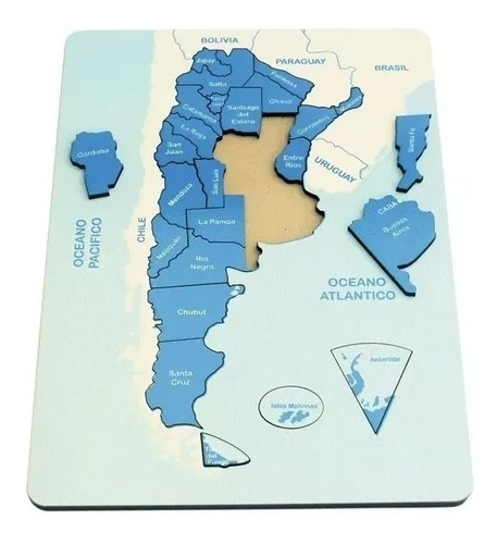 Juego Didactico Encastre Mapa Argentina Con Piezas Madera 