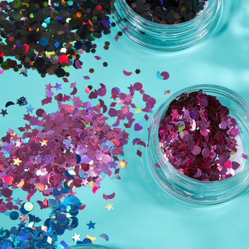 Moon Glitter Shapes Holographic 100% Purpurina Cosmética Par
