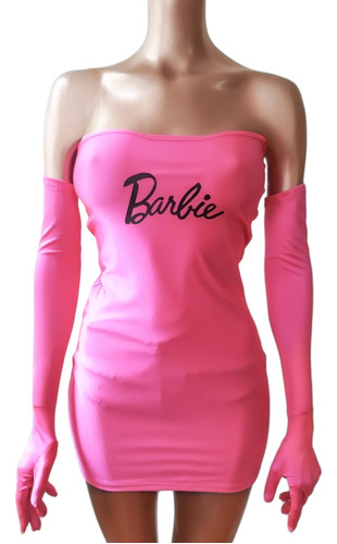 Mini Vestido Fuscia Barbie Con Guantes Bandit