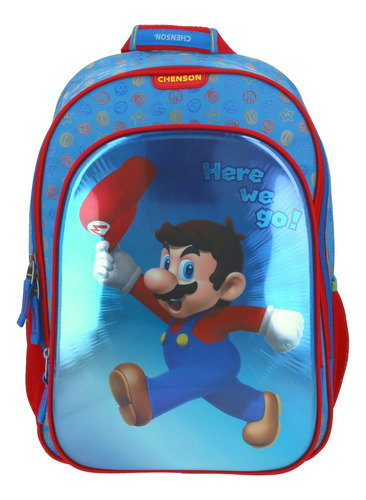 Mochila Grande Azul Chenson Mario Bros MB65676-9