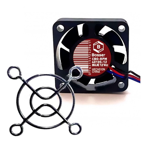 Turbina Cooler Bosser 12v 40x10 Mm Buje Rpm Jst + Reja Metal Led Negro