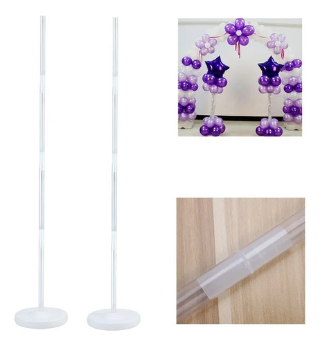 Pack 4 Bases Pilar + 16 Tubos De 30cms, Decoradores Globos