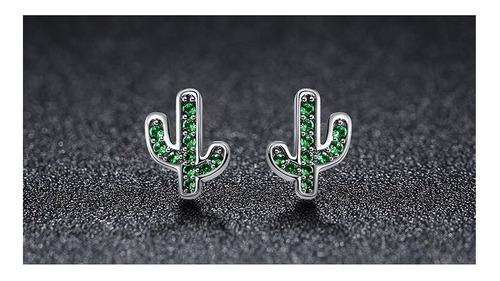 Aros De Plata S925 Y Circones Diseño Cactus
