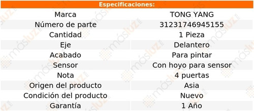Defensa Del C/hoyo P/sensor P/pintar Bmw 320i 12 Tong Yang