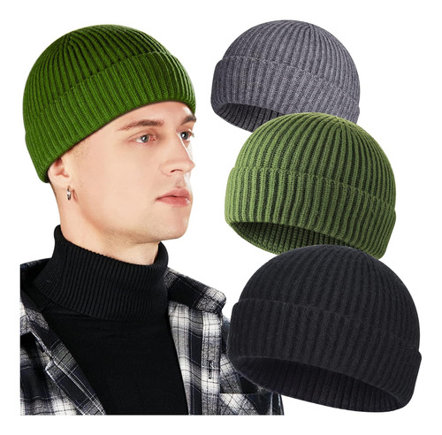 Paquete De 3 Gorros De Lana De Pescador Para Hombres, Gorra