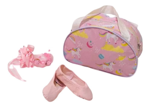 Sapatilha Bolsa Unicornio E Arranjo Para Coque Bailarina