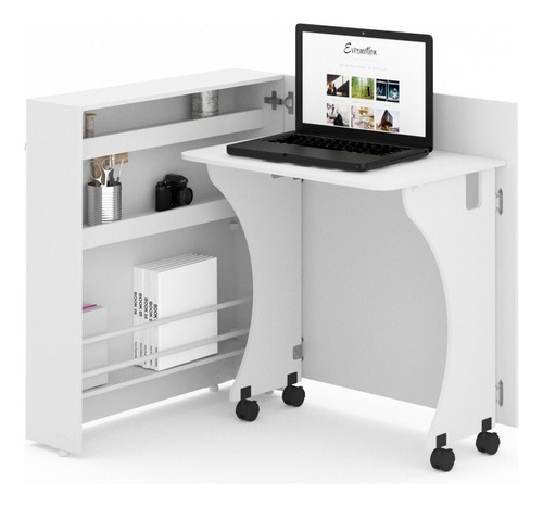 Mesa Escritorio Abatible Nuuk Home Office Plegable Moderno Color Blanco