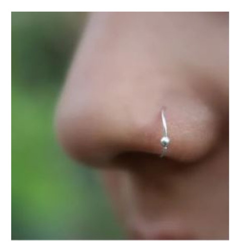 Piercing Nostril Argolla 9mm Para Nariz De Plata Ley 925 Color Plateado