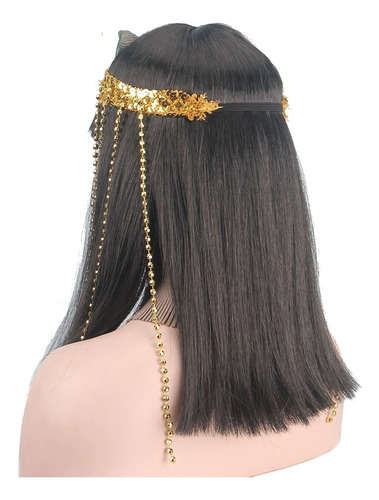 Peluca De Cleopatra Y Cabeza Serpiente Con Borlas Y Cuentas