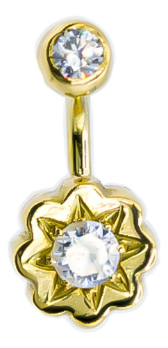 Piercing Ombligo Navel Oro 18k Sol 4mm - Copawa Joyas