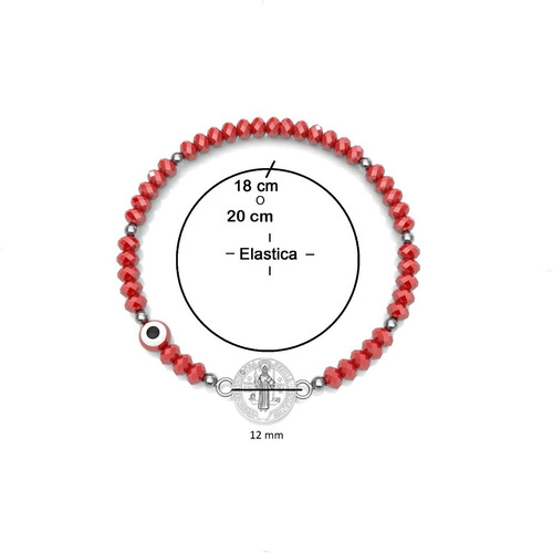 Imagen 3 de 10 de Pulsera Cristal Roja Ojo Y San Benito Plata .925 Agálea