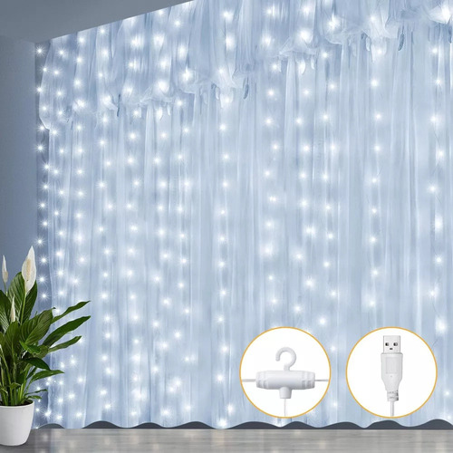 . Lámpara De Cortina Led De Alambre De Cobre, 6 X 3 Metros,