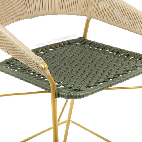 Silla De Barra Artesanal Tejida En Mimbre