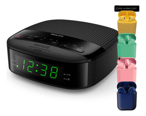 Radio Reloj Philips Digital Tar3502 Alarma Dual + Auricula