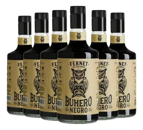 Fernet Buhero Negro Aperitivo Pack X6 Unidades