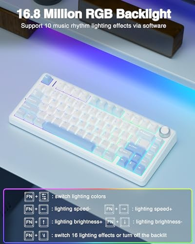 Pack De Teclado Mecnico Inalmbrico 75% Rgb Para Gaming