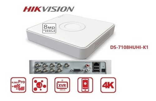 Dvr Hikvision 8ch 5en1 8mp 2160p H.265pro+