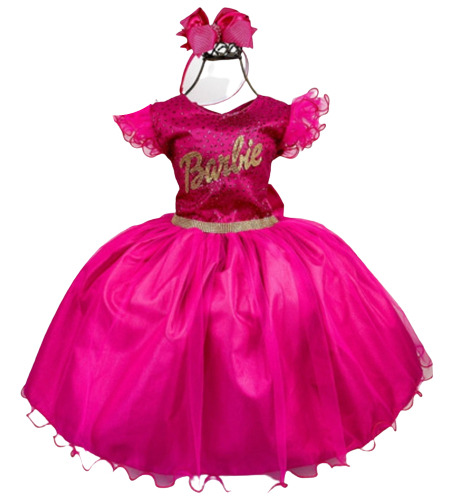 Vestido Princesa Belli Tematico Barbie Pink Glitter
