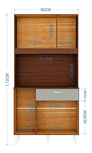 Imagen 3 de 3 de Alacena Mueble Auxiliar Cocina Magda 6 Puertas Capuchino Hue