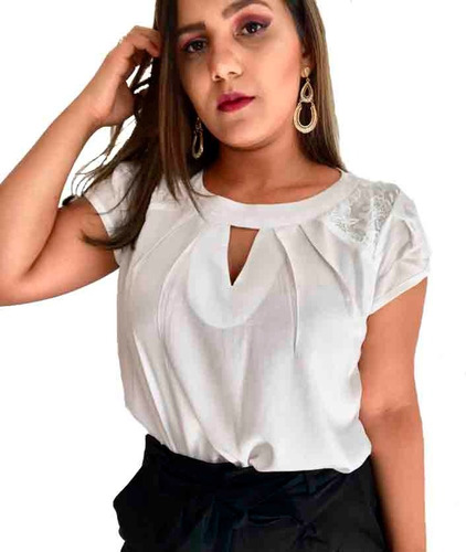 Blusa Gola Choker Em Viscose Manga Curta  Verão Ref. 15394