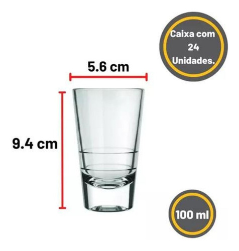 Vaso Dog Dose de 100 ml, juego de 24 unidades, color transparente