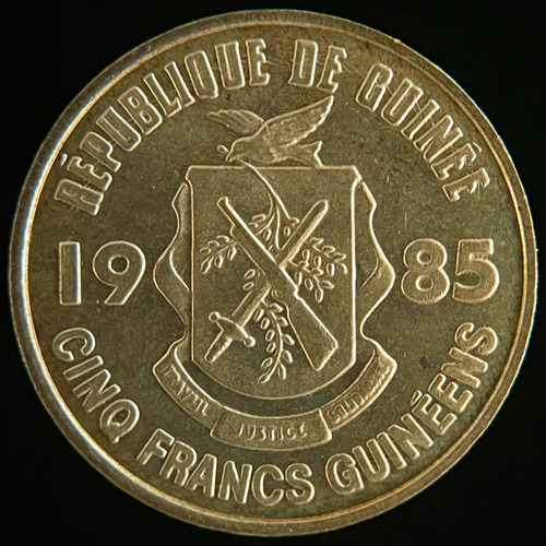 Guinea, 5 Francs, 1985. Sin Circular