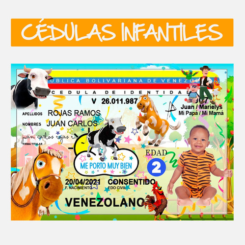  Cédula Infantil Diseño Granja De Zenón Juguetes Para Niños