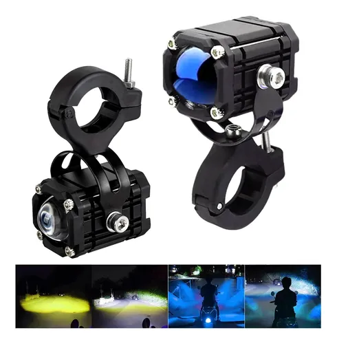 comprar 2 Faros Auxiliares Leds Luces 4 Modos Lupa Estrobo Para Moto