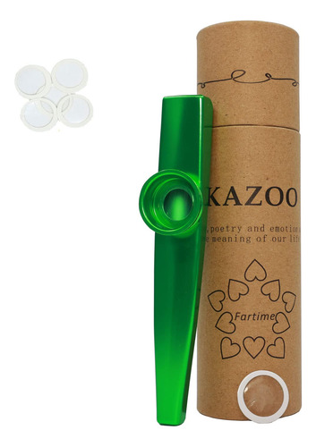 Fartime Kazoo De Aleacion De Aluminio Exquisito Verde Con 5