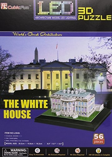 Puzzle 3d De La Casa Blanca Con Luces Led De 56 Piezas