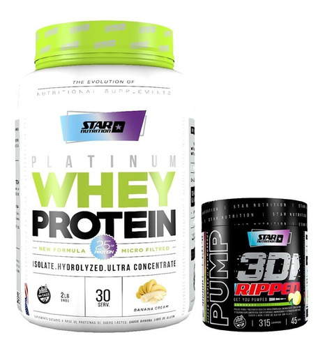 Whey Protein 2 Lb Star Nutrition + Pump Ripped 315 Gr