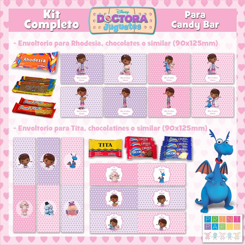 Doctora Juguetes Kit Imprimible Personalizado Con Candy Bar