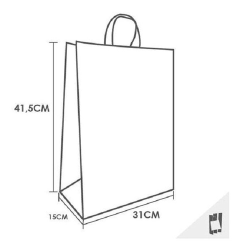 Imagem 6 de 6 de Sacolas Papel Kraft Grande - 50 Unidades - 41,5x31x15
