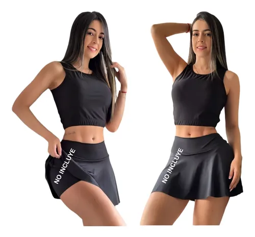Lycra Elástica Para Mujer Top Deportivo Negro Ajustado