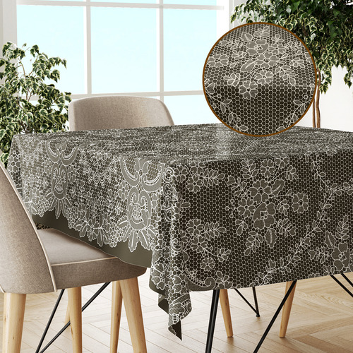 Toalha Mesa Plástica Térmica Renda Can Mr 8 Lugar 1,40x2,20 Cor Estampada RENDA CANNES MARROM