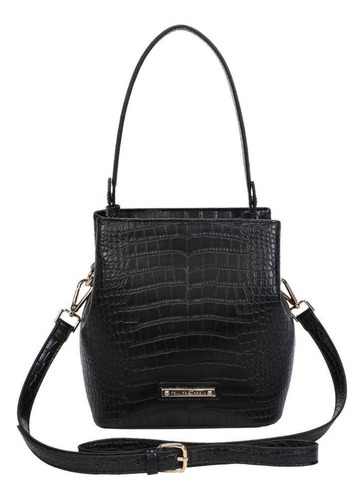 Bolsa Transversal Pequena Fellipe Krein Aw22 Croco - Preto