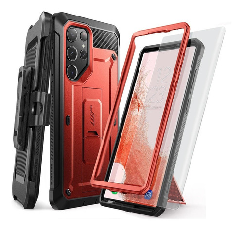 Case Supcase Para Galaxy S23 Ultra Protector 360° Rojo