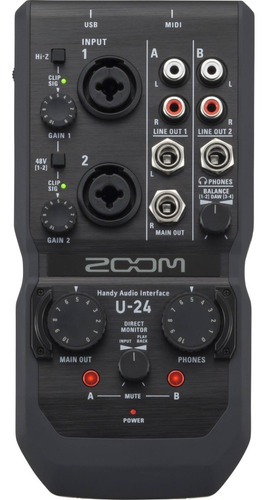Zoom Zu24 Interfaz Audio Portatil 2 Entradas 4 Salidas  Blk