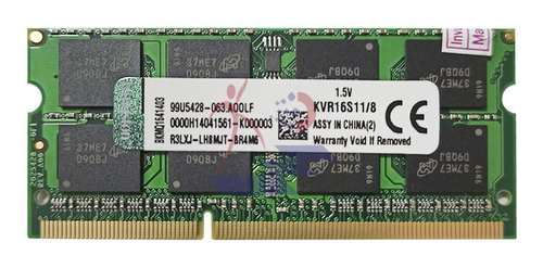 Memoria Ram Kingston Sodimm Ddr3 8gb Pc3-12800 1600mhzlaptop