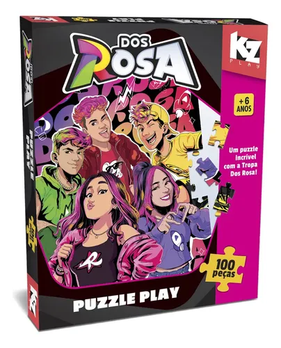 Quebra-cabeça KZ Play Dos Rosa 100 Peças 24 x 34 cm