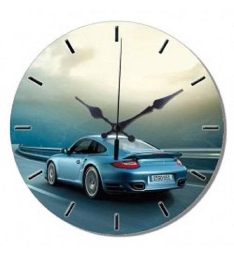 Reloj Mural Decorativo Diseño Auto Azul / Runn